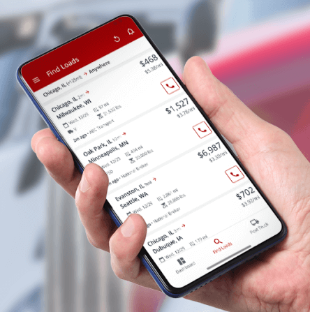 smartphone with Truckstop.com Load Board example.