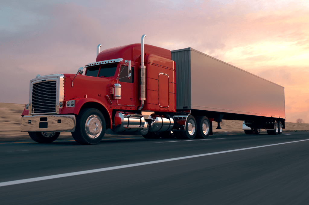 truck driving down the highway