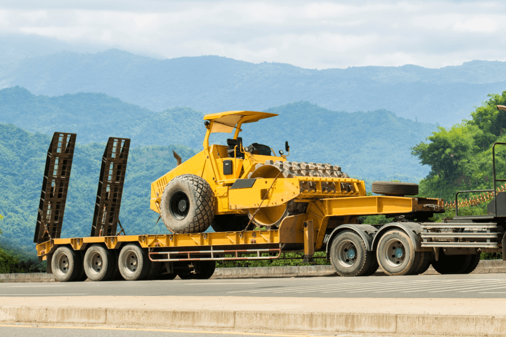 Heavy equipment on a trailer.