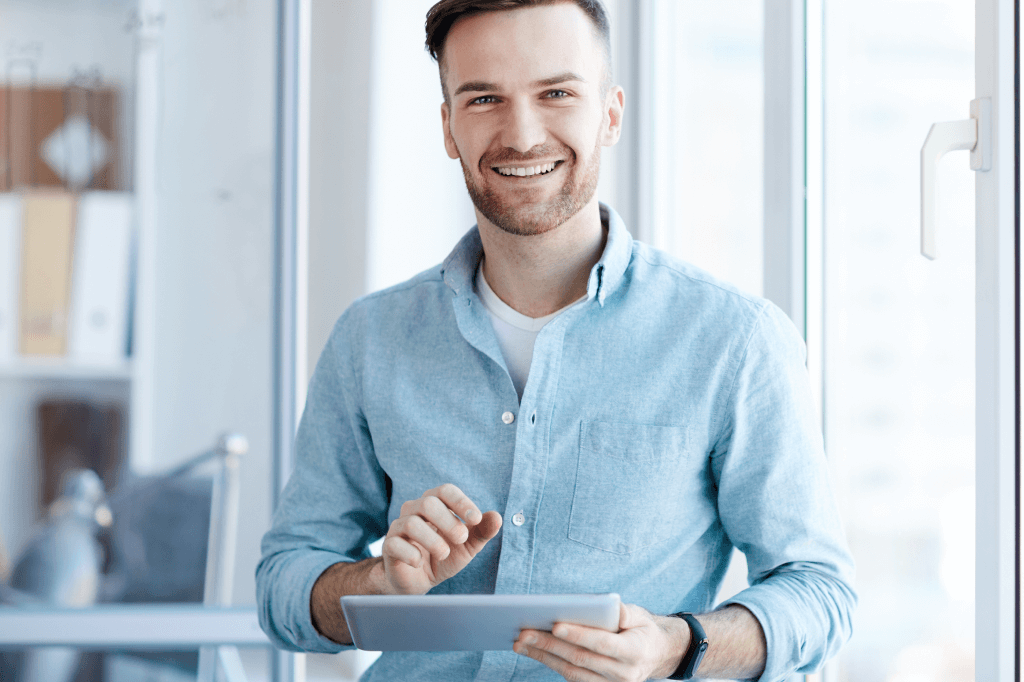 person holding a tablet mobile device