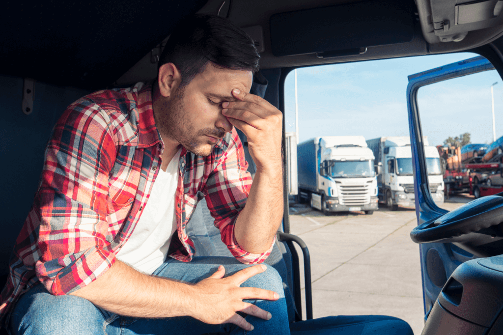 truck driver sitting worried