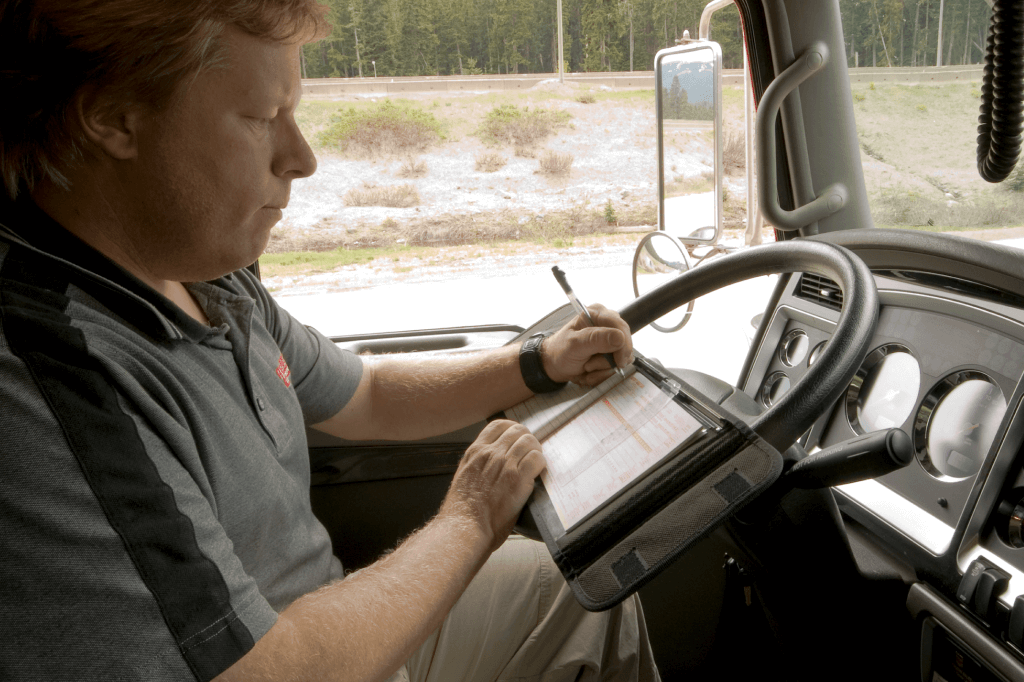 truck driver updating log book