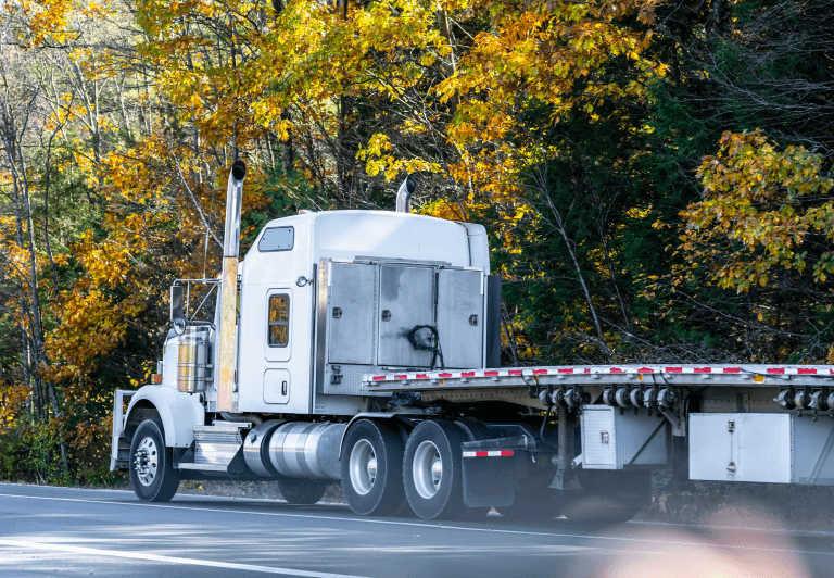 An empty flatbed truck.