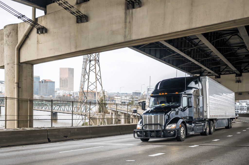 truck driving on road