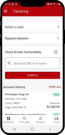 Factoring mobile phone app example.