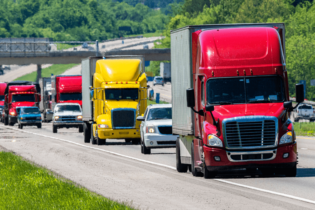 Trucks on a highway.