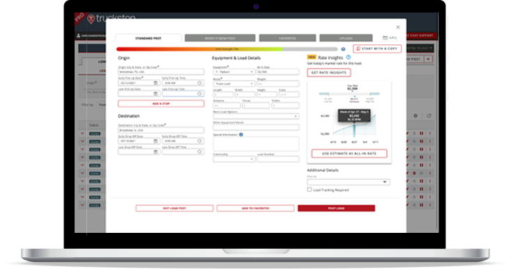 Laptop with Truckstop.com Broker Load Board Example